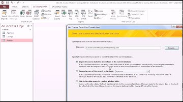Importing data from an excel file to an access table