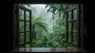 Jungle Rain Window Projection | Rainy Rainforest View & Sounds for Sleep & Study