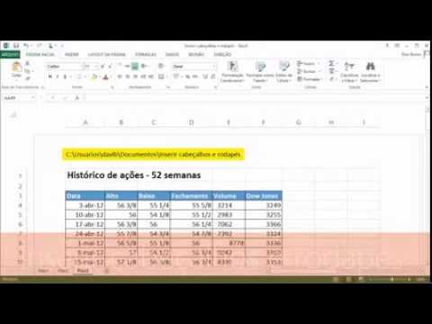 Inserir cabeçalhos e rodapés no Excel 2013