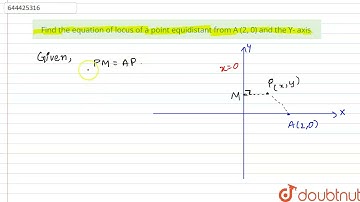 Find the equation of locus of a point equidistant from A (2, 0) and the Y- |Class 11 MATH | Doubtnut