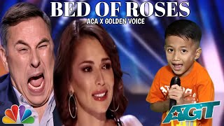 Golden Buzzer :All the judges cry when he heard the song Bed Of Roses with an extraordinary voice