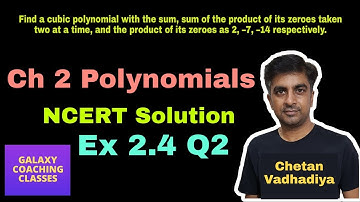 Ex 2.4, Q2 Class 10 Maths, Ncert Solutions, Chapter 2 Polynomials