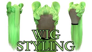 WIG STYLING. Drag Bambina 💚🦌💚  How to make Bambi Ear Hair. Lime Green Hair!!