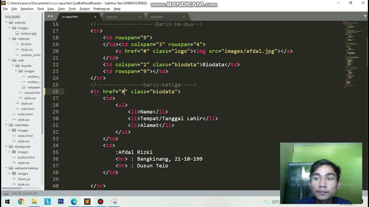 membuat CV menggunakan html dan css - YouTube