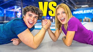 Girls vs Boys Strength \& Gymnastics Challenge ft. The Ninja Fam