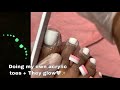 DOING MY OWN ACRYLIC TOES! Acrylic toe tutorial | acrylic overlay on toes | No tips/forms💚