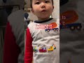 じぃじの帰りが遅かったのでやや不機嫌に出迎える３歳