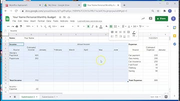Creating  a Personal Monthly Budget Using Google Sheets Part 2