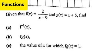 Inverse f(x), fg(x) | 2026 GCE Maths Paper 1