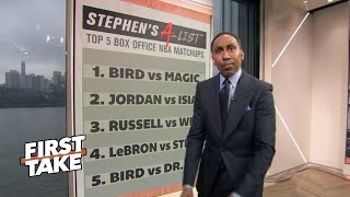 FIRST TAKE | Stephen's A-List Top Box office NBA: #4 LeBron - Steph #2 Jordan-Isiah #1 Brigh - Magic