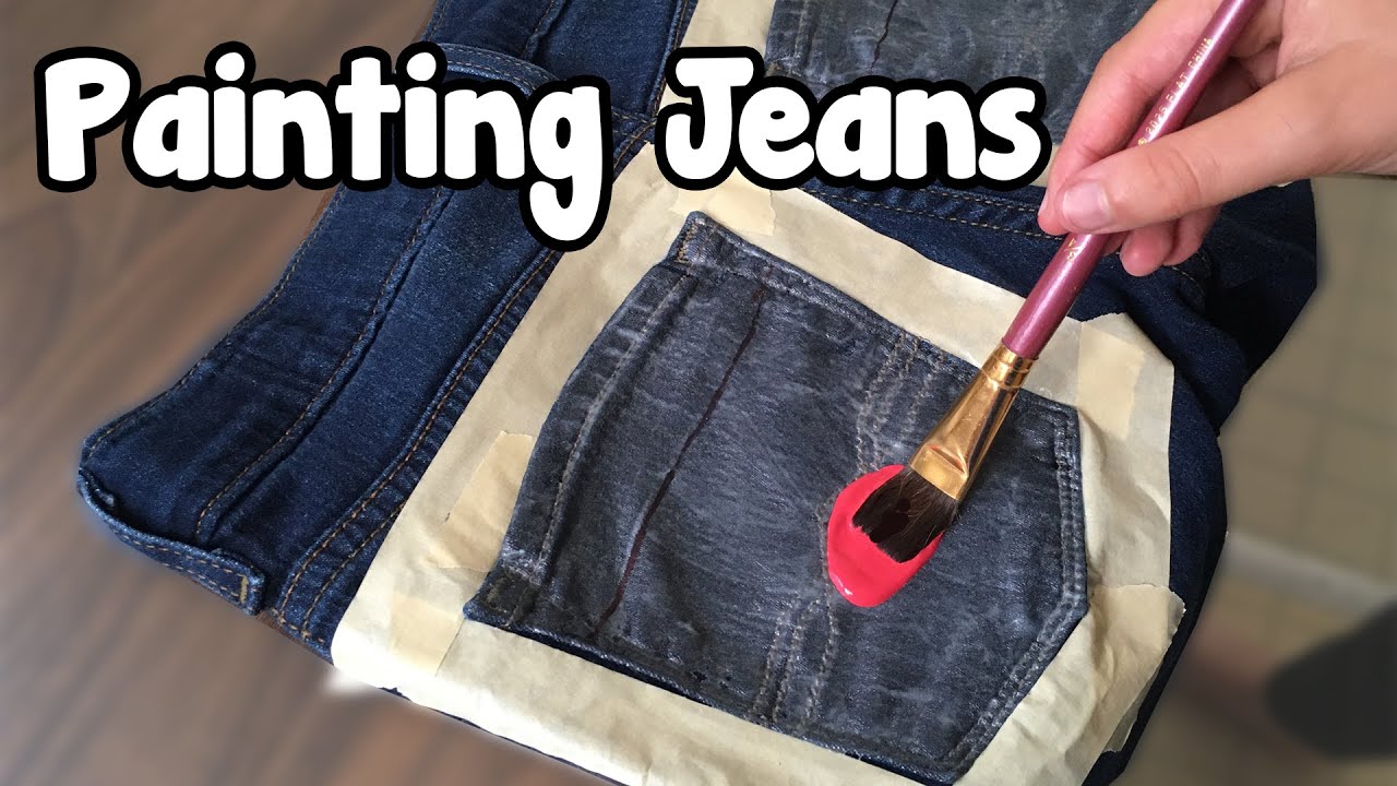 How to Paint on Denim: A Guide to DIY Jeans Painting with a Mushroom  Tutorial - Pillar Box Blue