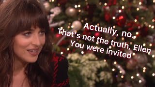dakota johnson being iconic with her chaotic calm energy for 2 minutes and 30 seconds straight