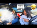 PUTTING BABY POWDER IN MY CAR AIR VENT &amp; BLOWING IT ALL OVER HUSBAND PRANK!