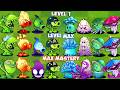 All pea  mushroom level 1 vs max level vs m200  who will win  pvz 2 plant vs plant