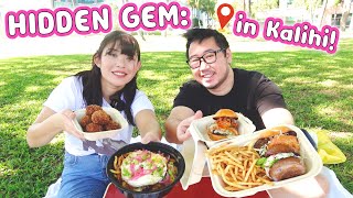 HIDDEN GEM FOOD TRUCK in PARKING LOT! || [Kalihi, Oahu, Hawaii] Sliders, Fries, Dessert!