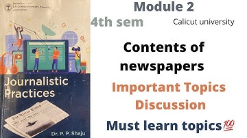 Complimentary paper- Journalistic Practices Module 2 | Contents of Newspaper | Malayalam Explained