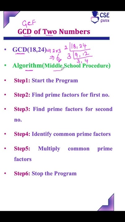 GCD of Two Numbers Algorithm #cseguru #algorithm # ...