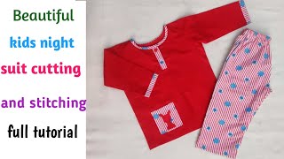 Baby night suit pajama with shirt cutting and stitching/ 3-4 year old girl night dress/Pinki DIY