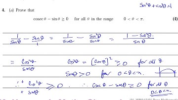 [Q7] A2 (IAL) Pure Mathematics (P3) Elmwood K Q4   Proof by Deduction, Reciprocal Trig Equations
