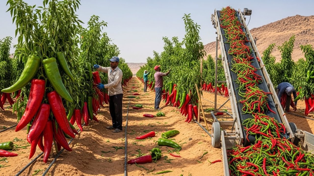 can't believe they grow chili peppers in the desert - The results will surprise you ( full process )