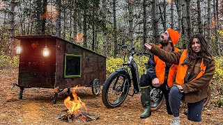 TINY BIKE CAMPER WITH MY WIFE? | EBike Camping in the Woods