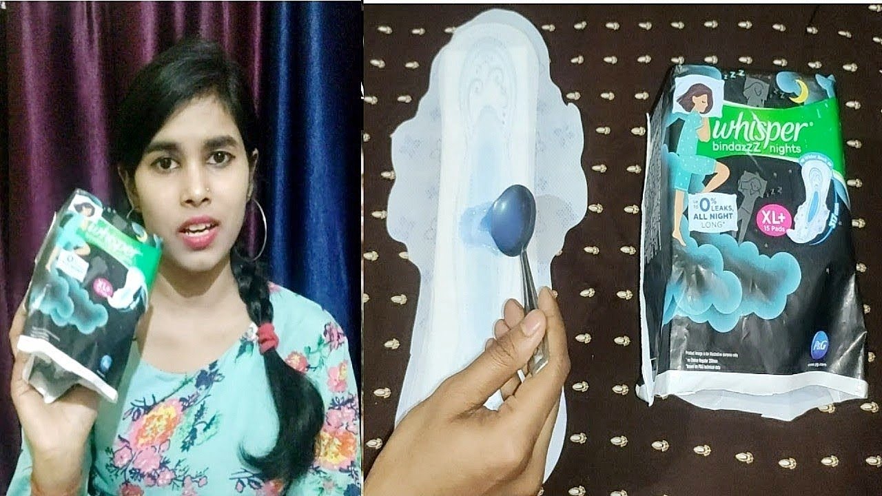 Whisper Bindazz nights pad review with absorbency test //sanitary pad  reviewer //learning by aarti 