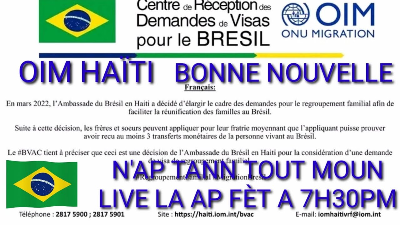OIM HAITI,RENDEZ-VOUS,VISA HUMANITAIRE ET REUNION FAMILLIALE ...