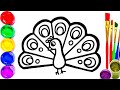 Bolalar uchun tovus rasm chizish | Рисуем павлина для детей | Draw a peacock for children
