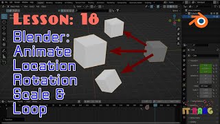 Blender Beginner Tutorial 18: Animate Loop of location rotation scale using keyframes in Blender 3.6