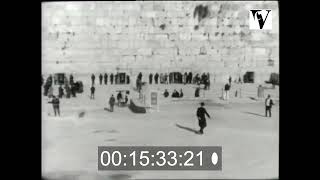 1969, Israel in the Sixties, b-roll, Jerusalem, General Views, Wailing Wall, street scenes, markets
