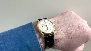 Vidéo: Montre Universal Geneve Chronographe Or jaune 18k mécanique Vers 1950.Tri compax . Ref : 12494