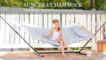 SUNCREAT 55 Inch Extra Large Double Hammock with Stand