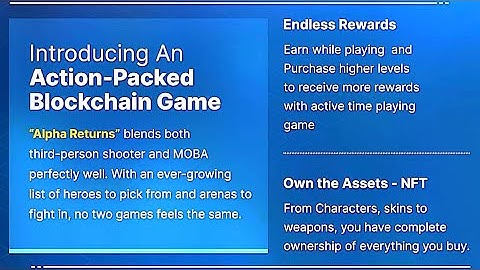 Alpha Returns - AAA Rating Mobile Blockchain Game - NFT