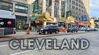 Driving in downtown CLEVELAND, Ohio USA