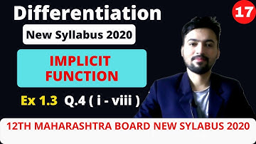 Differentiation Ex. 1.3  Q.4 ( i - viii ) part 17  {Implicit function} Rahim Sir