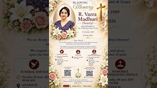 FUNERAL SERVICE OF SIS. R. VAJRA MADHURI || JUNE 9, 2026