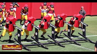 Sights and Sounds from USC fall camp featuring offensive and defensive line drills