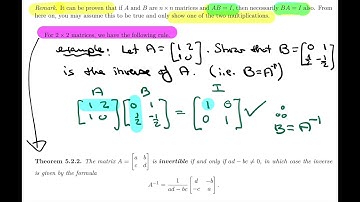 Linear Algebra 5.2 - The Inverse of a Matrix (2 of 5)