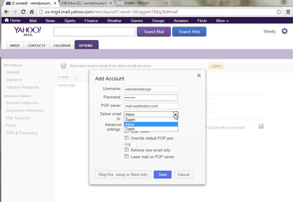 yahoo default mail client windows 7