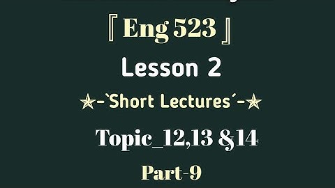 Eng 523|Topic 12,13 &14|Lesson 2|Short Lectures|Part 8|Discourse Analysis