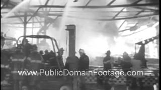 1967 Fire on Staten Island pier newsreel and archival stock footage