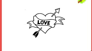 رسومات عيد الحب | رسم قلب وسهم | رسم قلب | رسم السهم والقلب | drawing a Heart for beginners