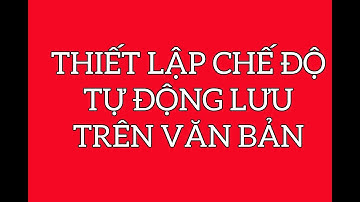 Hướng dẫn thiết lập chế độ tự động lưu trong văn  bản