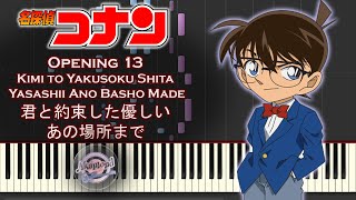 Detective Conan OP 13 Kimi to Yakusoku Shita Yasashii Ano Basho Made Piano Cover /Synthesia Tutorial