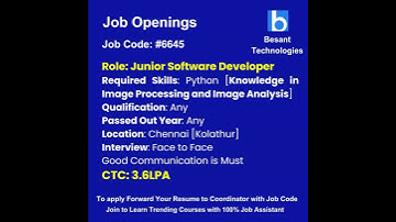 Python Job Opening| Join & get placement|More Details feel free to reach us #shorts #ytshorts #viral