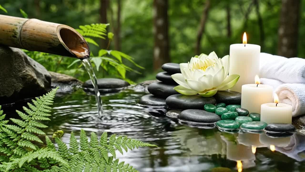 Relaxing Sleep Music + Bamboo Water Sounds 🌿 Relieves Anxiety and Depression, Deep Healing