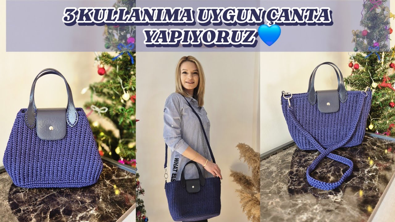 Fashion Bag 💙 Örgülere Yolculuk imzalı 3 ayrı şekilde kullanabileceğiniz çanta yapıyoruz🌸 #knitting