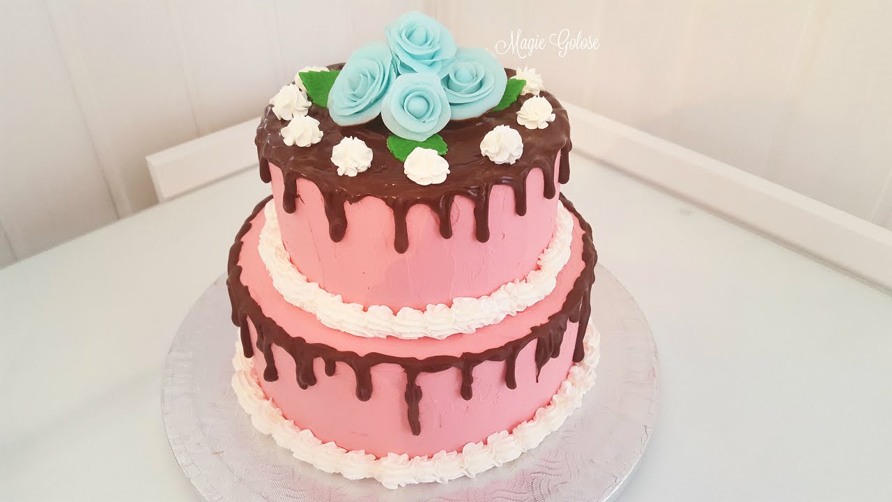 Torta "in rosa" con cioccolato fuso Dripping Chocolate Girly Rose