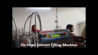 Six Head Solvent Liquid Filling Machine, Six Head Volumetric Filling Machine #solventfillingmachine