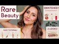 RARE BEAUTY makeup tutorial! ✨DISCOVERY EYESHADOW PALETTE🎨  BLUSH COMPARISONS + LIP BALMS SWATCHES!💄